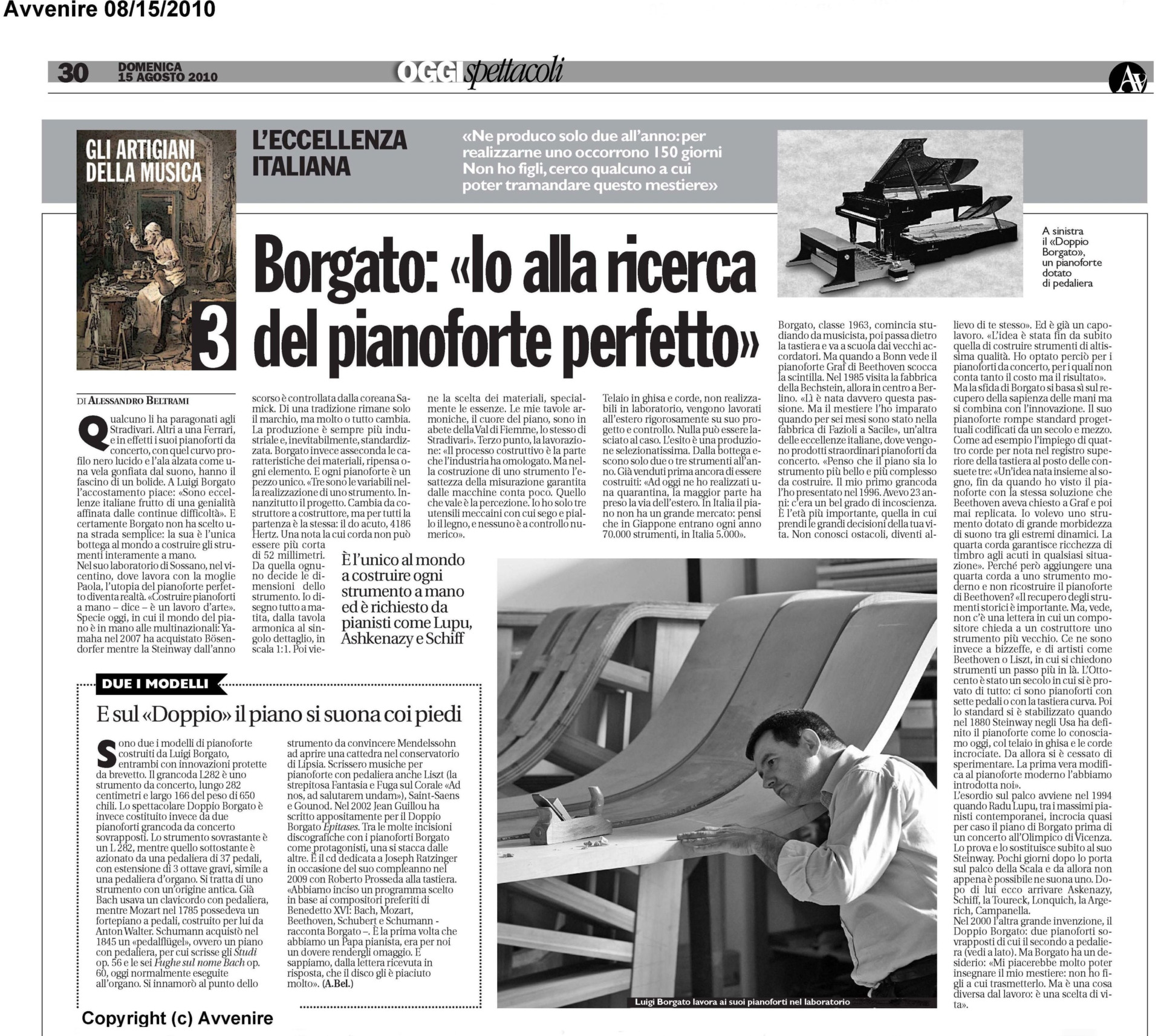 Borgato Pianos Tha Asahi Shimbun Japan